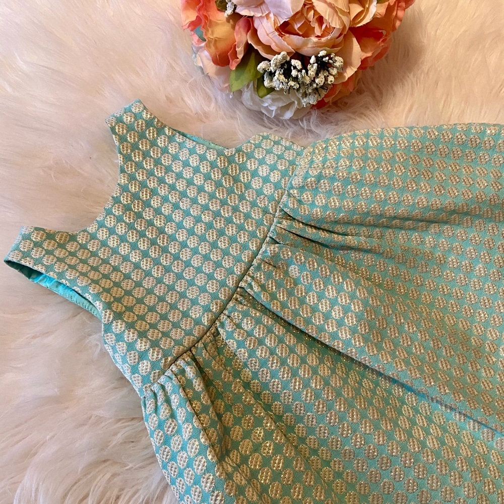 Cat & Jack - Aquamarine & Gold 18M Holiday Dress